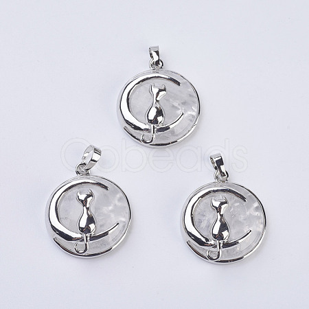 Natural Quartz Crystal Kitten Pendants G-K234-D05-1