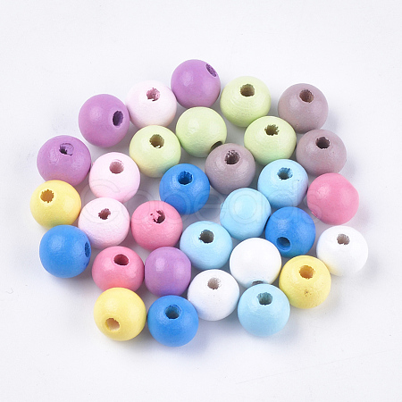 Dyed Natural Beech Wood Beads WOOD-T015-42-1