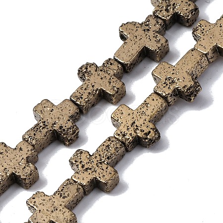 Electroplated Natural Lava Rock Beads Strands G-A256-A01-01A-1