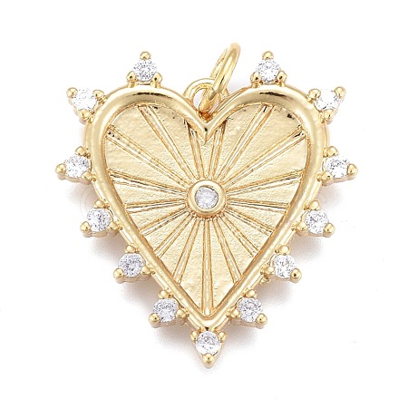 Brass Micro Pave Clear Cubic Zirconia Pendants ZIRC-M108-29-G-1
