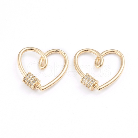 Brass Micro Pave Clear Cubic Zirconia Screw Carabiner Lock Charms X-ZIRC-I041-01G-1