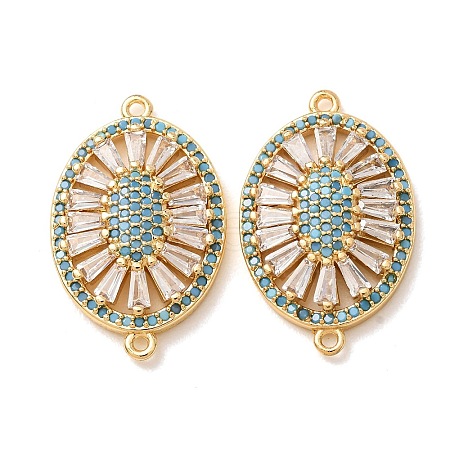 Brass Micro Pave Cubic Zirconia Connector Charms CU-CBA4579-03G-E-1