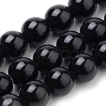 Natural Black Onyx Beads Strands G-S259-19-12mm-1