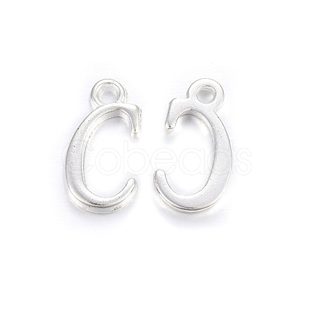 Silver Color Plated Alloy Letter Pendants PALLOY-J718-01S-C-1
