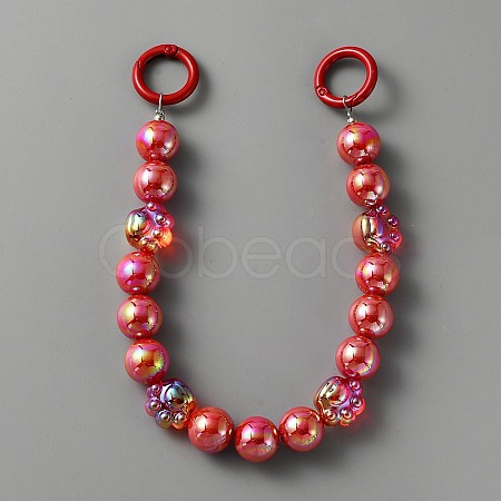 Rainbow Plated Opaque Acrylic Round & Paw Print Bead Chain Bag Straps PURS-WH0001-50B-1