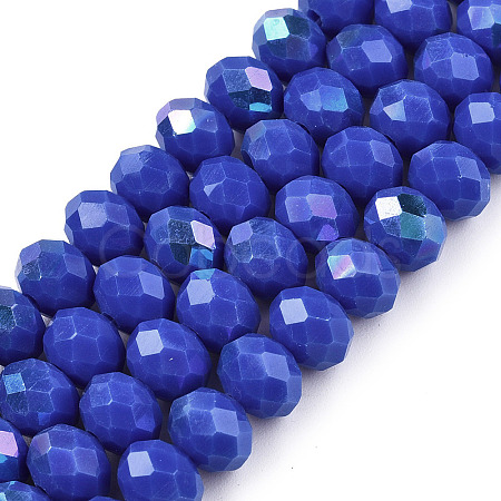 Electroplate Opaque Solid Color Glass Beads Strands EGLA-A044-P8mm-L32-1