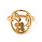 Ion Plating(IP) 201 Stainless Steel Flower of Life Finger Ring for Women, Golden, US Size 6 1/2(16.9mm)