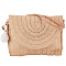 Women's Straw Knitted Bag, Summer Beach Purse Crossbody Bag, Boho Envelope Clutch Bag, with PU Leather Belt, Peru, 52cm