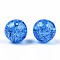 Transparent Crackle Acrylic Round Beads Strands, No Hole, Dark Blue, 12mm