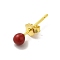 Enamel Round Ball Stud Earrings, Golden 925 Sterling Silver Jewelry for Women, Red, 14.5x3mm, Pin: 0.8mm