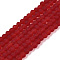 Transparent Glass Beads Strands, Faceted, Frosted, Rondelle, Crimson, 2.9~3.3mm, Hole: 1mm, about 148~150pcs/strand, 39.5~40cm