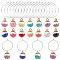 SUNNYCLUE DIY Wine Glass Charms Making Kits, include 14Pcs 14 Colors Resin Rhinestone inside Glass Globe Pendants and 20Pcs Brass Wine Rings, Silver, Charm Rings: 25x0.8mm(20 Gauge), 20pcs, Pendants: 20.5~21x16mm, Hole: 2.5mm, 14pcs