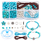 PandaHall Elite DIY Gemstone Earring & Bracelet & Necklace Making Kit, Including Round & Chips & Starfish Synthetic Turquoise Beads, Alloy Wing Charm, Iron Earring Hooks, Turquoise, 6mm, Hole: 1mm