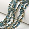 Electroplate Transparent Glass Beads Strands, Half Golden Plated, Faceted, Rondelle, Cornflower Blue, 3.5x3mm, Hole: 0.4mm, about 123~127pcs/strand, 13.7~14.1 inch(35~36cm)