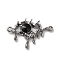 Alloy Connector Charms, Melting Eye Links with Glass, Lead Free & Cadmium Free, Gunmetal, Black, 21x30.5x4mm, Hole: 1.6mm