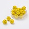 Polymer Clay Rhinestone Beads, Grade A, Round, PP15, Citrine, 10mm, Hole: 1.8~2mm, 6 Rows Rhinestone, PP15(2.1~2.2mm)