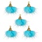 Faux Mink Fur Tassel Pendant Decorations, with Antique Golden Alloy Findings, Deep Sky Blue, 20~30x28~30mm, Hole: 1.8mm