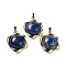 Natural Lapis Lazuli Pendants, Rack Plating Golden Plated Brass Nuggets Charms, Cadmium Free & Lead Free, 23.5x19x6.5mm, Hole: 2.5x5.5mm