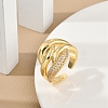 Rack Plating Brass Micro Pave Clear Cubic Zirconia Cuff Finger Rings for Women RJEW-M028-54G-4