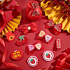 Chinese New Year Bowknot Flower Cloth Alligator Hair Clips Set OHAR-WH0021-31C-5