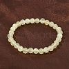 Natural Golden Silk Jade Round Beaded Stretch Bracelets for Women BJEW-F535-01B-2