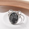 Oval Natural Snowflake Obsidian Finger Rings RJEW-M062-02P-06-4