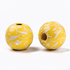 Printed Natural Wooden Beads WOOD-R270-11-2