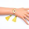 Glass Seed Braided Bead Bracelet with Double Tassel BJEW-A121-18B-1