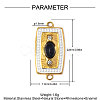 304 Stainless Steel Pave Black Onyx Connector Charm STAS-OY018-37G-2