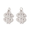 Brass Micro Pave Clear Cubic Zirconia Pendants ZIRC-P098-07P-1