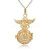 Golden Tone Brass Hollow Round Cage Pendants KK-J238-08G-1
