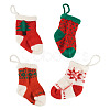 4Pcs 4 Styles Christmas Polyester Socks Pendant Decorations AJEW-TA0003-29B-4