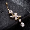 Brass Cubic Zirconia Navel Ring AJEW-EE0004-17-4