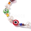 Natural Pearl and Evil Eye Jewelry Set with Bear Pendant SJEW-TA00004-9