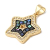 Star Rack Plating Brass Cubic Zirconia Pendants KK-K385-050G-3