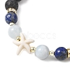 3Pcs Round Natural Lava Rock & Citrine & Lapis Lazuli & Green Aventurine & Amethyst & Madagascar Rose Quartz & Synthetic Turquoise Beads  Stretch Bracelets for Women BJEW-JB12789-4