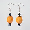 Halloween Synthetic Howlite Skull Dangle Earrings EJEW-JE01576-3