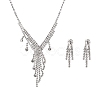 Fashionable Wedding Rhinestone Necklace and Stud Earring Jewelry Sets X-SJEW-R046-10-1