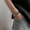 Two Tone 201 Stainless Steel Curb Chain & Cable Chain Double Layers Bracelets for Women Men FS-WGC755C-01-3