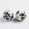 12mm Round Black Handmade Printed Porcelain Beads X-PORC-Q201-12mm-5-2