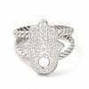 Tarnish Resistant 304 Stainless Steel Hamsa Hand Open Cuff Ring Settings RJEW-B027-22P-2