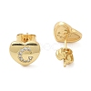 Rack Plating Brass Micro Pave Clear Cubic Zirconia Stud Earrings EJEW-K299-01G-C-4