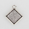 Vintage Tibetan Style Alloy Rhombus Pendant Cabochon Bezel Settings X-TIBEP-O006-58AS-1