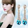 Real 18K Gold Plated Brass Rhinestone Teardrop Stud Earrings EJEW-EE0001-232C-2
