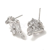 Brass with Clear Cubic Zirconia Stud Earring Findings KK-G499-06P-2