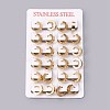 304 Stainless Steel Huggie Hoop Earrings EJEW-O087-09F-3