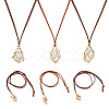 3Pcs Faux Suede Macrame Pouch  Pendant Necklaces NJEW-TAC0051-02-1