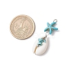 4Pcs 4 Styles Natural Cowrie Shell & Starfish Dyed Synthetic Turquoise Pendants PALLOY-JF03934-01-2
