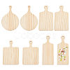 8Pcs 4 Styles Wood Big Pendants WOOD-FG0001-32-1