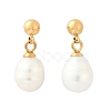 304 Stainless Steel Natural Freshwater Pearl Dangle Stud Earrings X-EJEW-G423-20G-5